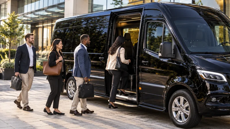 Fretamento de funcionários — Mercedes-Benz Sprinter executiva preta, imagem ilustrativa